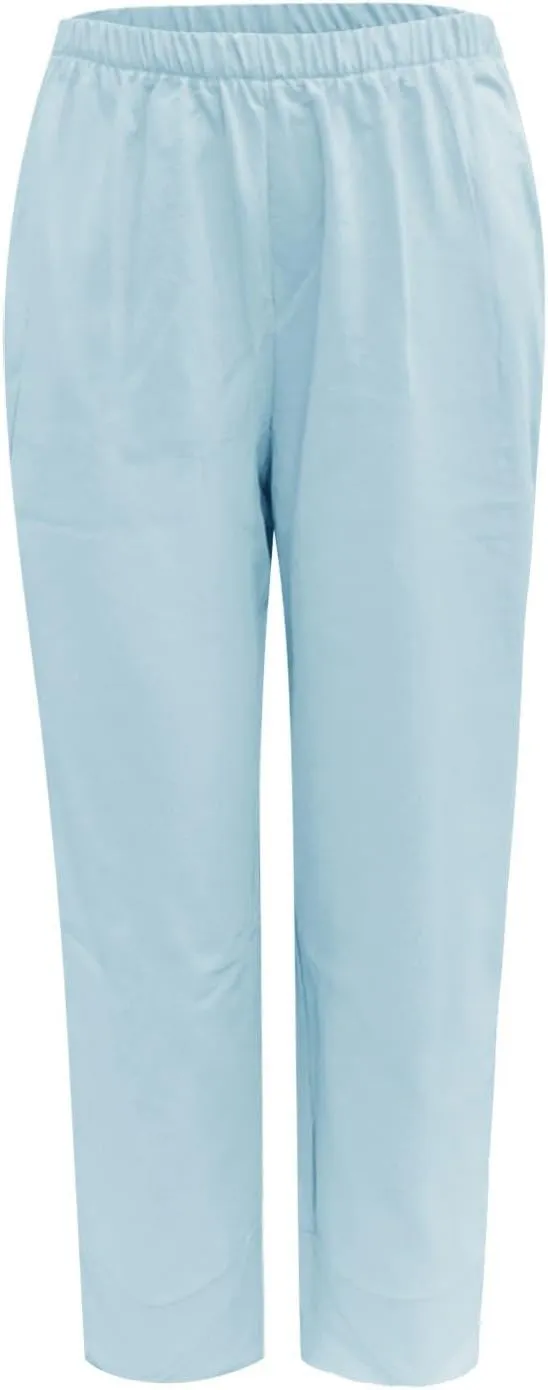Linen Pants Women Casual Summer Capris Lightweight Cropped Pant Baggy Palazzo Pants Soft Wide Leg Trousers Pants with Pockets, XX-Large, #A3-sky Blue