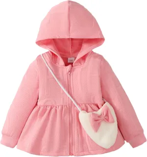 Little Toddler Girl Fleece Jacket Long Sleeve Full Zip Up Hoodies Sweater Warm Winter Coat Outwear Fall Winter Clothes