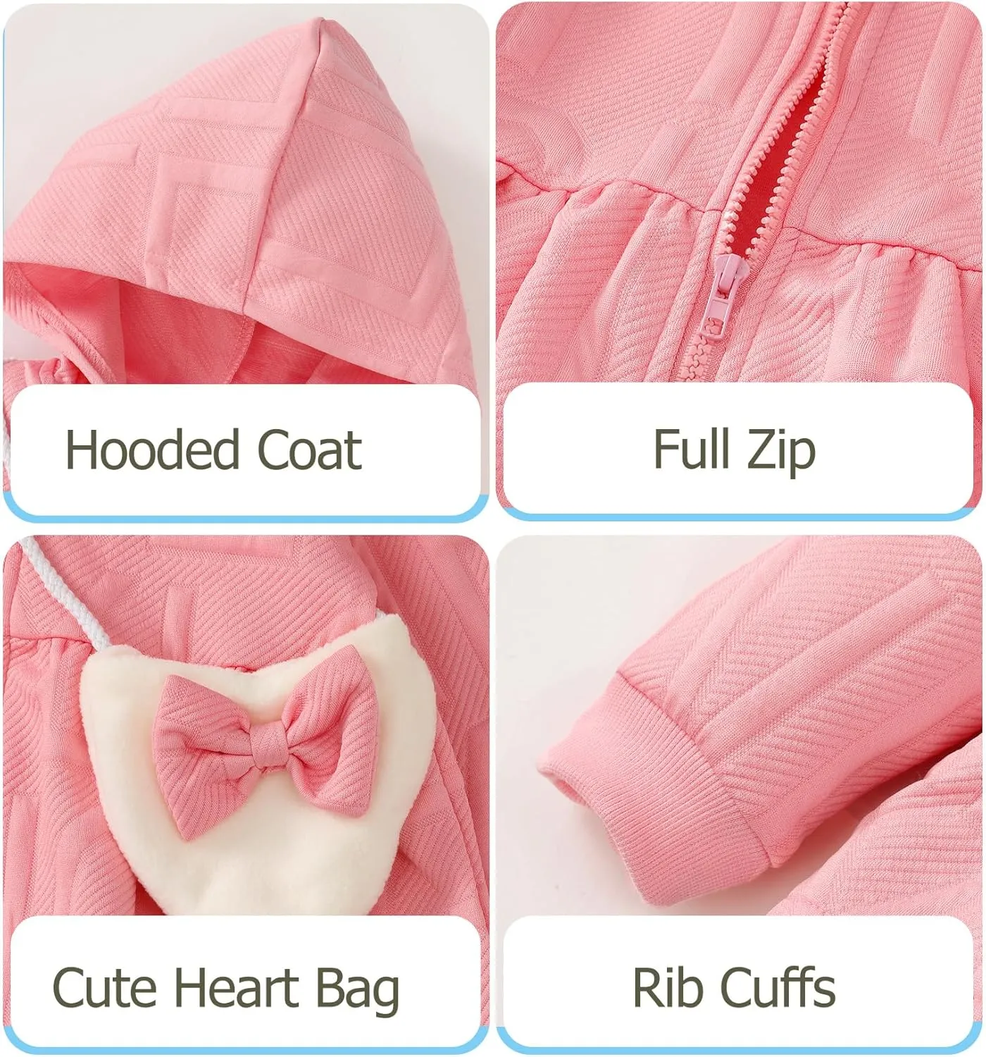 Little Toddler Girl Fleece Jacket Long Sleeve Full Zip Up Hoodies Sweater Warm Winter Coat Outwear Fall Winter Clothes