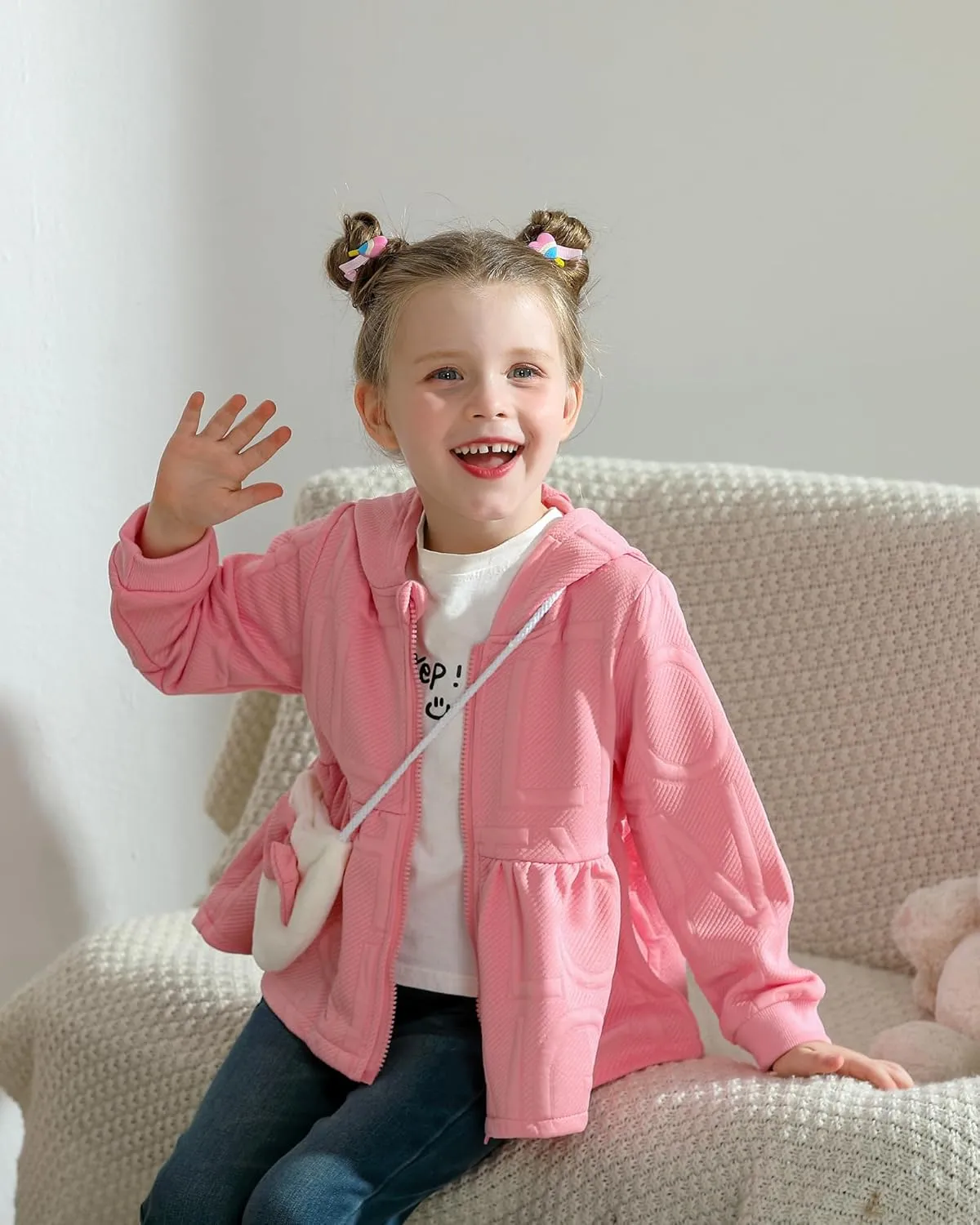 Little Toddler Girl Fleece Jacket Long Sleeve Full Zip Up Hoodies Sweater Warm Winter Coat Outwear Fall Winter Clothes