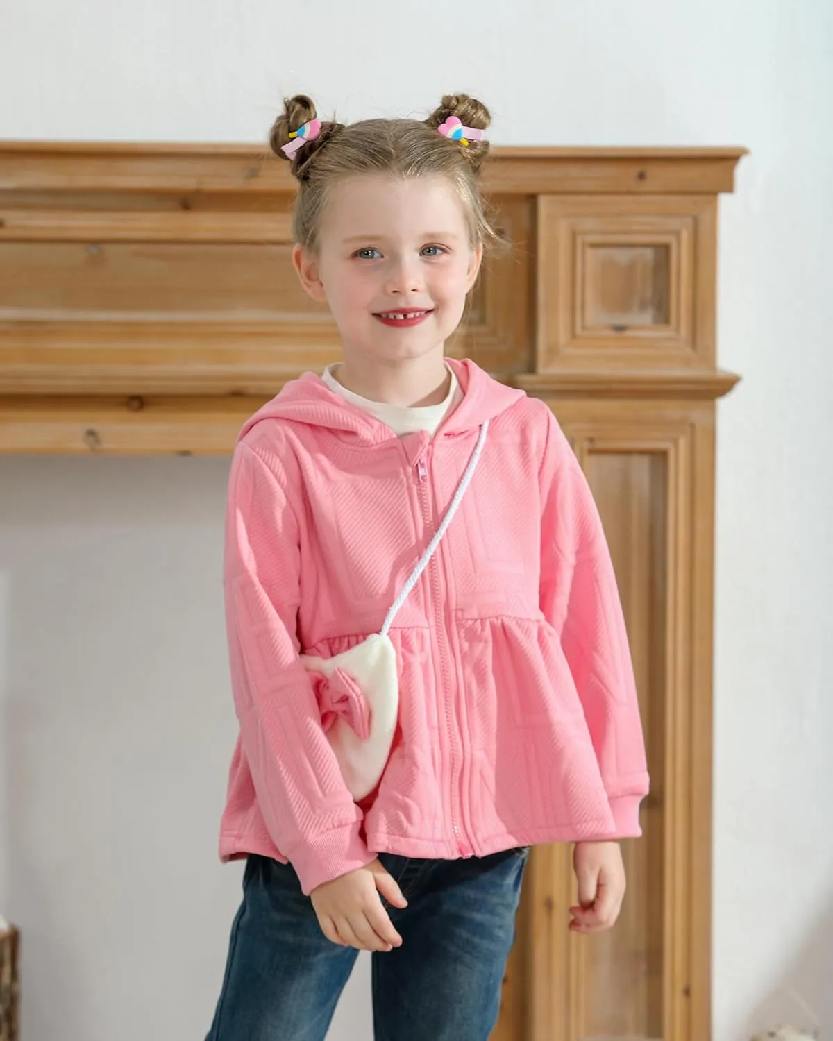 Little Toddler Girl Fleece Jacket Long Sleeve Full Zip Up Hoodies Sweater Warm Winter Coat Outwear Fall Winter Clothes