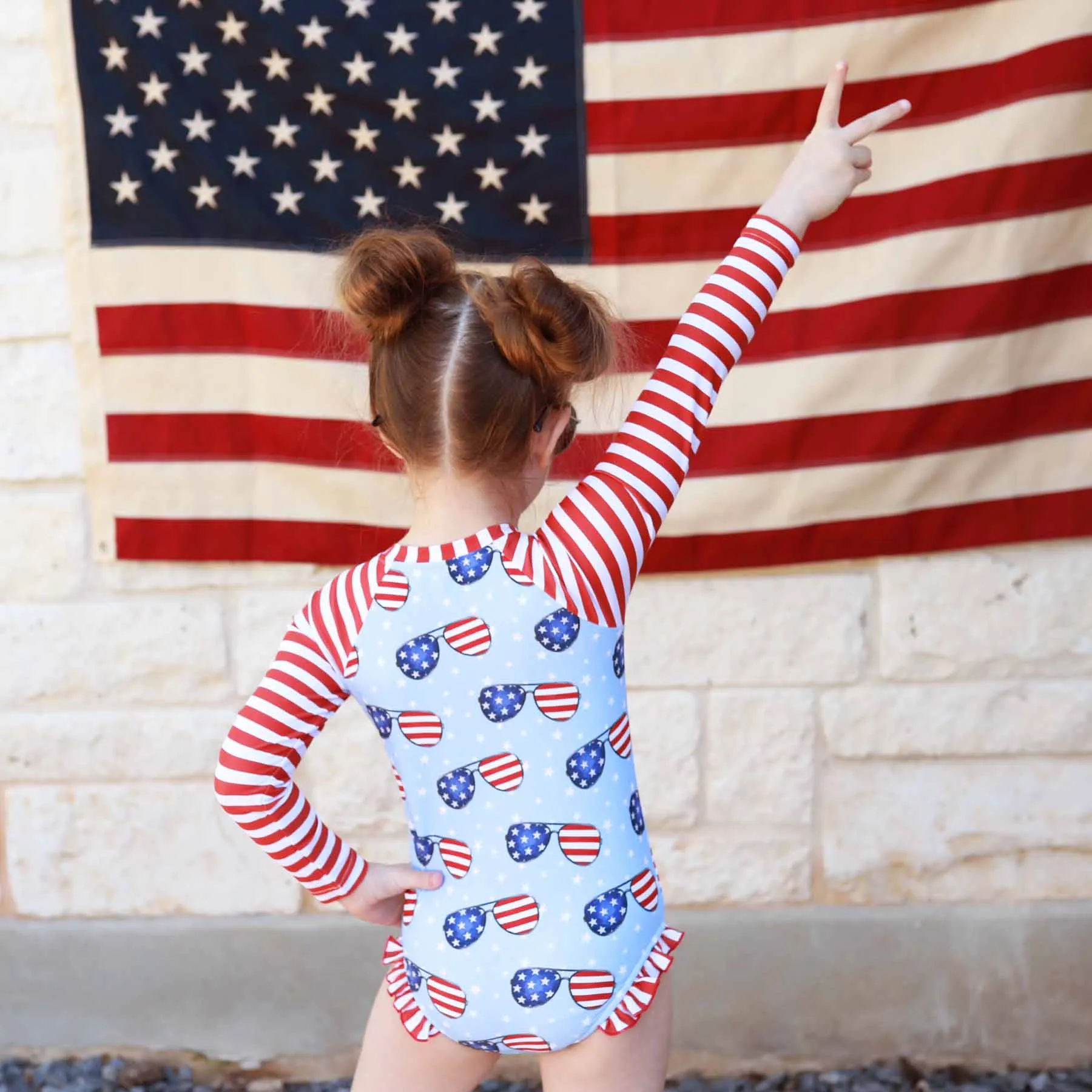 Long Sleeve Rash Guard with Front Zipper | Patriotic Summer