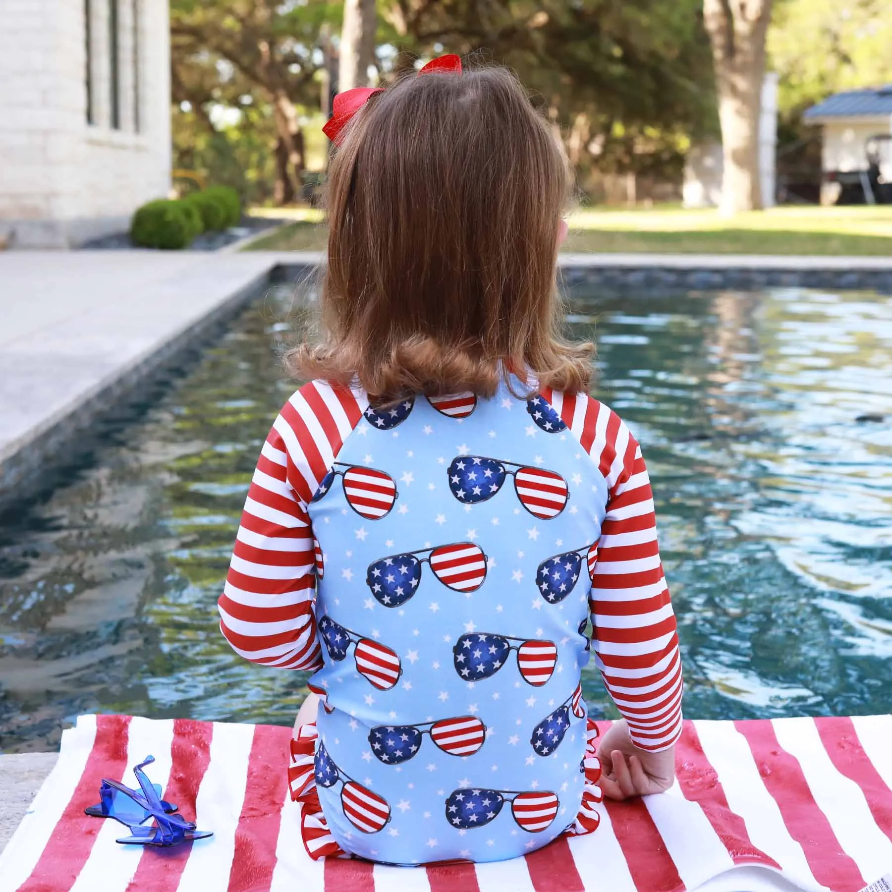 Long Sleeve Rash Guard with Front Zipper | Patriotic Summer