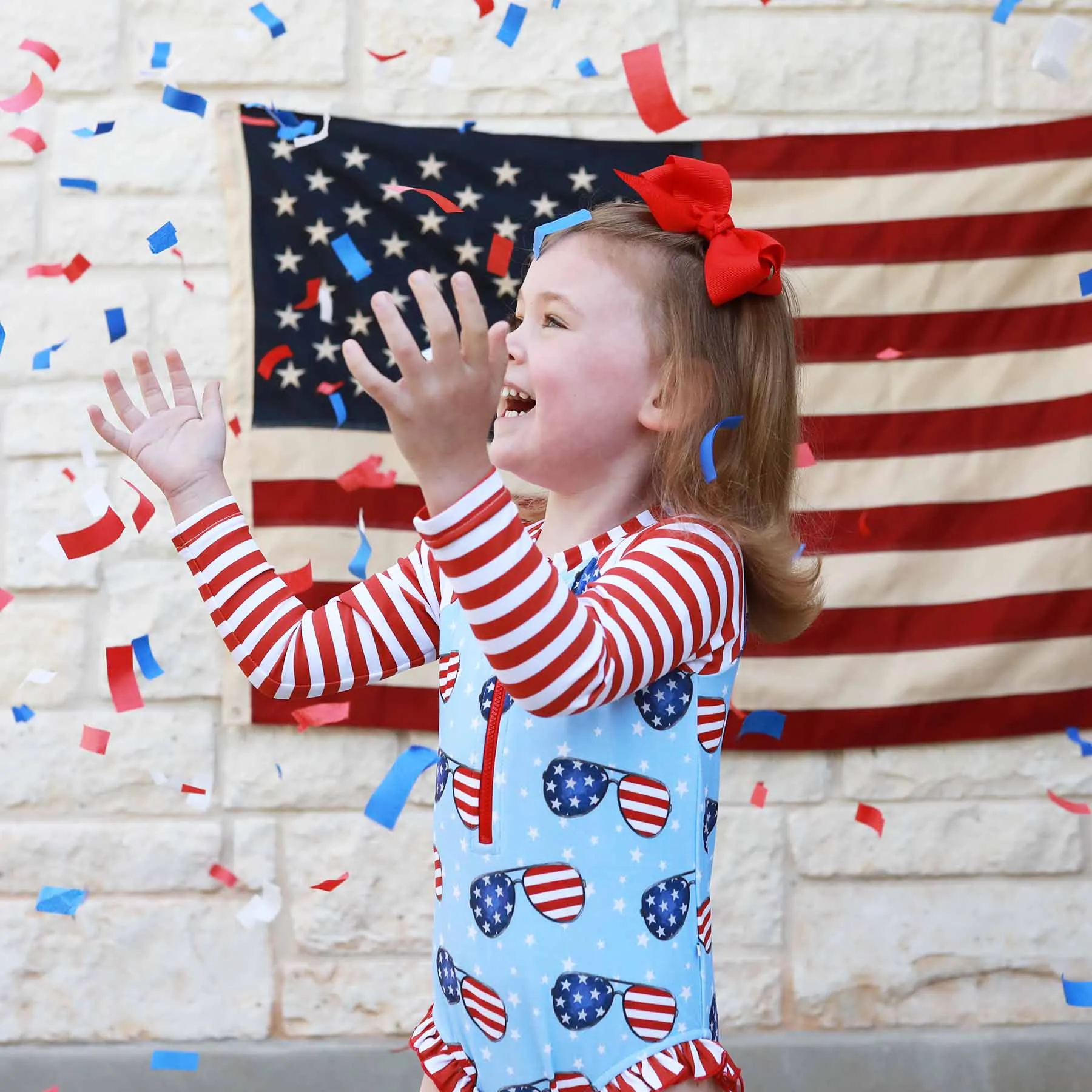 Long Sleeve Rash Guard with Front Zipper | Patriotic Summer