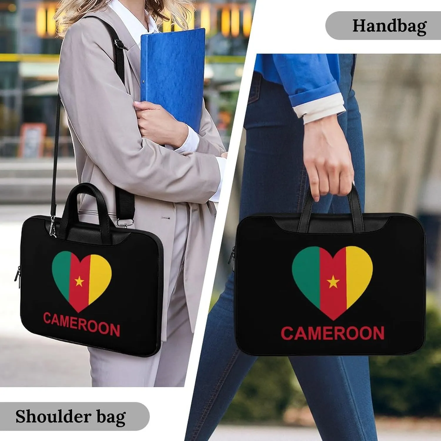 Love Cameroon Leather Bag Laptop Case Slim Water Resistant Computer Bags with Handle Briefcase for Work