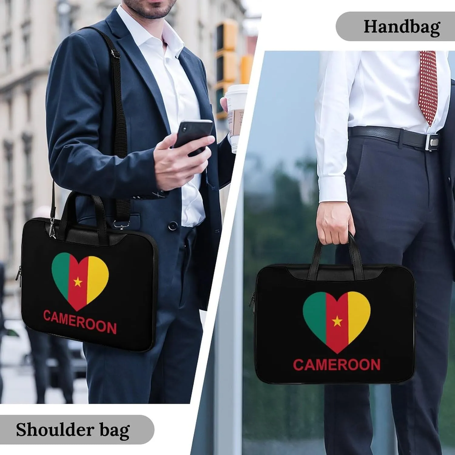 Love Cameroon Leather Bag Laptop Case Slim Water Resistant Computer Bags with Handle Briefcase for Work