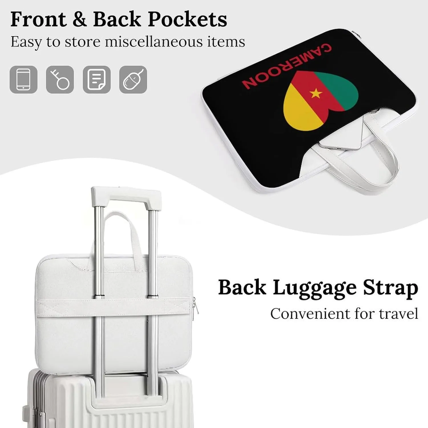 Love Cameroon Leather Bag Laptop Case Slim Water Resistant Computer Bags with Handle Briefcase for Work