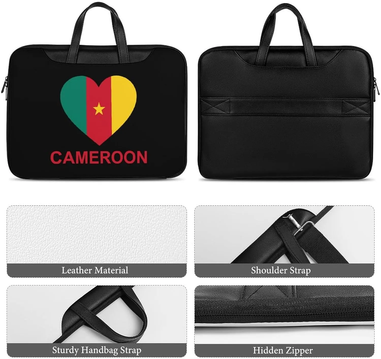 Love Cameroon Leather Bag Laptop Case Slim Water Resistant Computer Bags with Handle Briefcase for Work