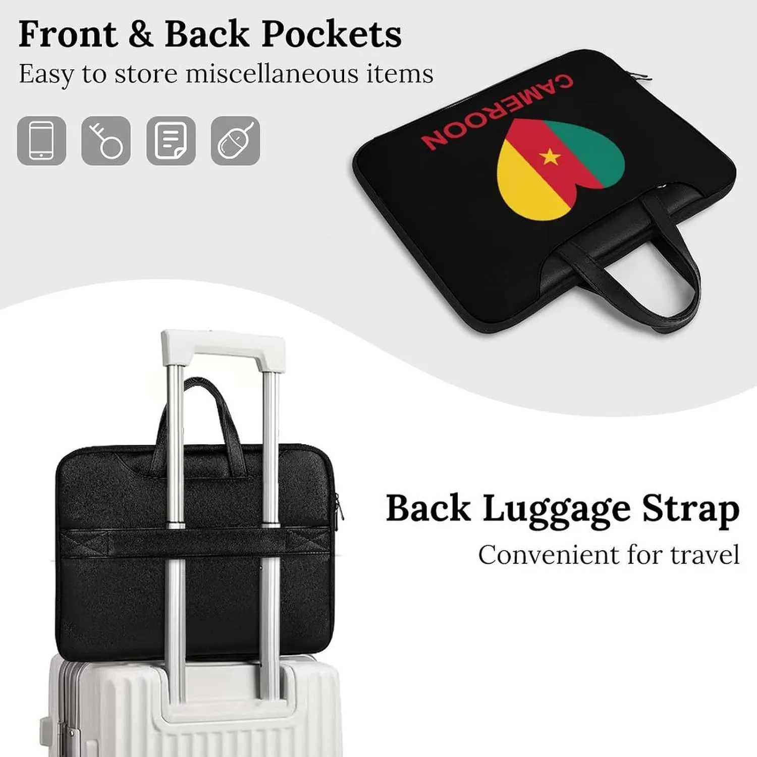 Love Cameroon Leather Bag Laptop Case Slim Water Resistant Computer Bags with Handle Briefcase for Work