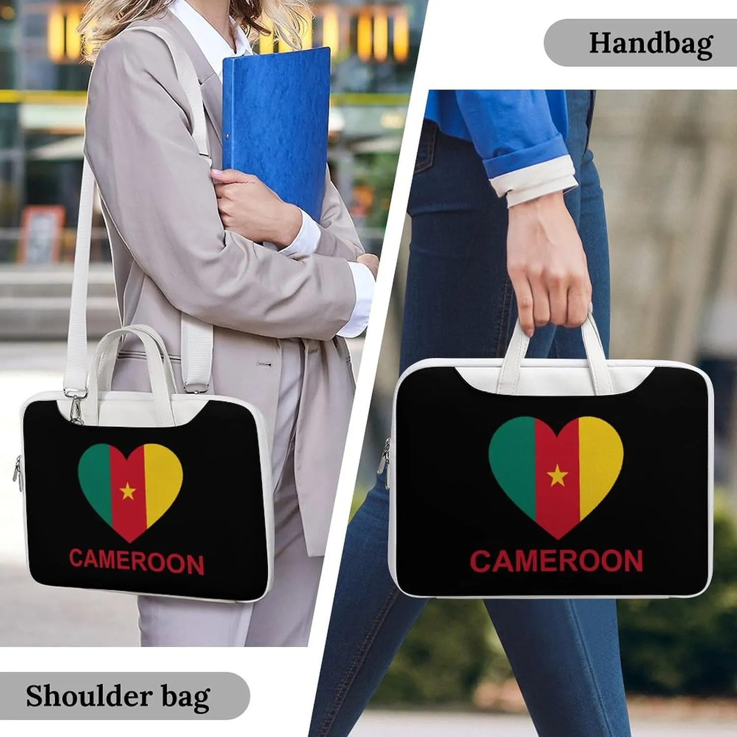 Love Cameroon Leather Bag Laptop Case Slim Water Resistant Computer Bags with Handle Briefcase for Work