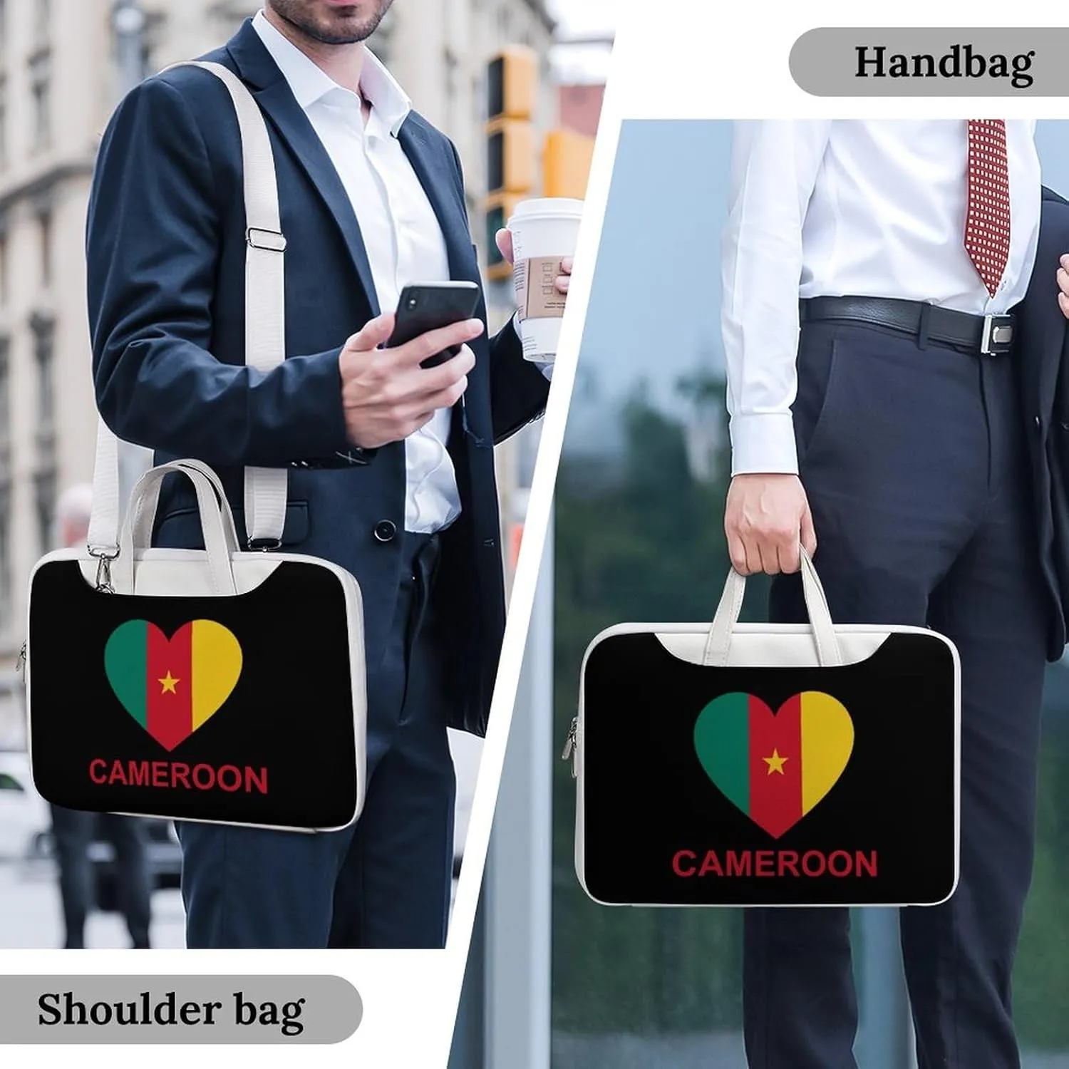 Love Cameroon Leather Bag Laptop Case Slim Water Resistant Computer Bags with Handle Briefcase for Work