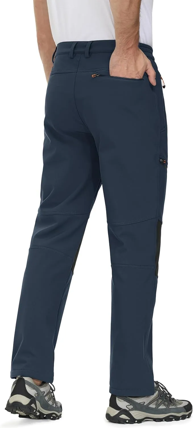 MAGCOMSEN Men's Winter Pants Fleece Lined Ski Snow Pants Water Resistant 4 Zip Pockets Outdoor Pants