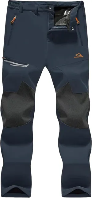 MAGCOMSEN Men's Winter Pants Fleece Lined Ski Snow Pants Water Resistant 4 Zip Pockets Outdoor Pants