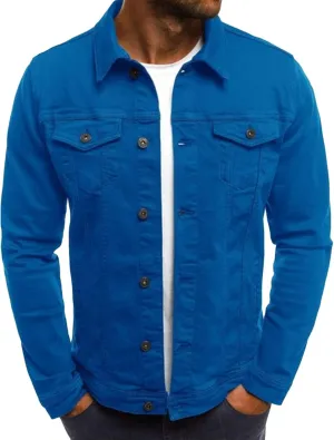 Maiyifu-GJ Men's Distressed Denim Jacket Long Sleeve Button Down Jean Coat Fashion Casual Slim Fit Trucker Biker Jackets