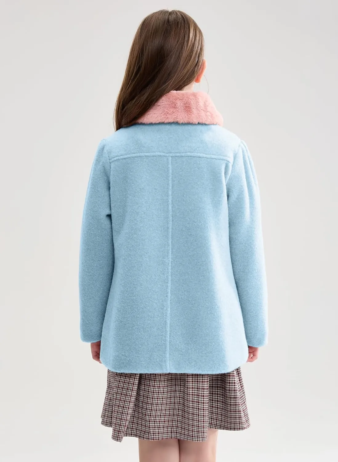 maoo garden Girls Winter Wool Peacoat Little Girls Fur Collar Dress Coat Quilted Jacket