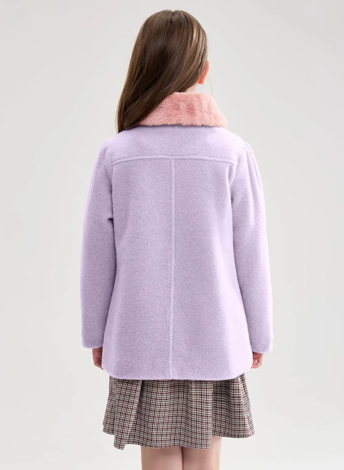 maoo garden Girls Winter Wool Peacoat Little Girls Fur Collar Dress Coat Quilted Jacket
