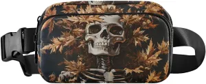 Maple Skull Fanny Pack Water Resistant Waist Pack Sling Bag Purse for Women Men Travel Hiking
