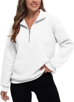 MathCat Womens Oversized Sweatshirts Half Zip Pullover Hoodies Casual Sweaters Loose Fit Fall Winter Fashion Clothes Outfits