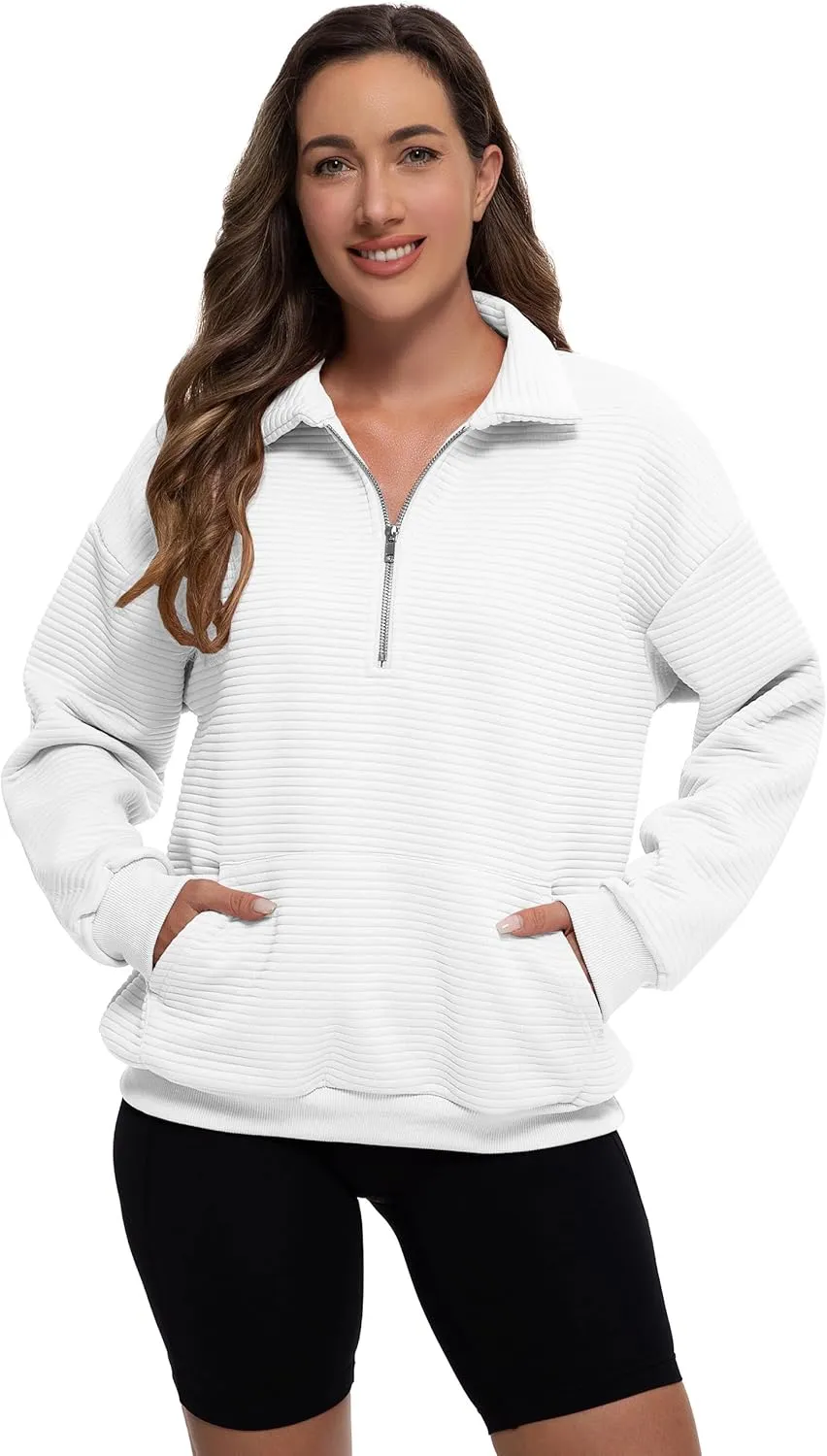 MathCat Womens Oversized Sweatshirts Half Zip Pullover Hoodies Casual Sweaters Loose Fit Fall Winter Fashion Clothes Outfits