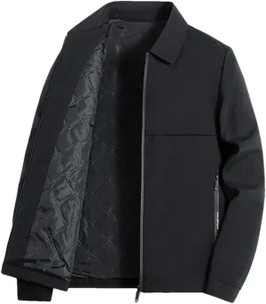 Men Causal Jacket Cotton Padded Warm Jackets Lapel Loose Solid Business Zipper Coats