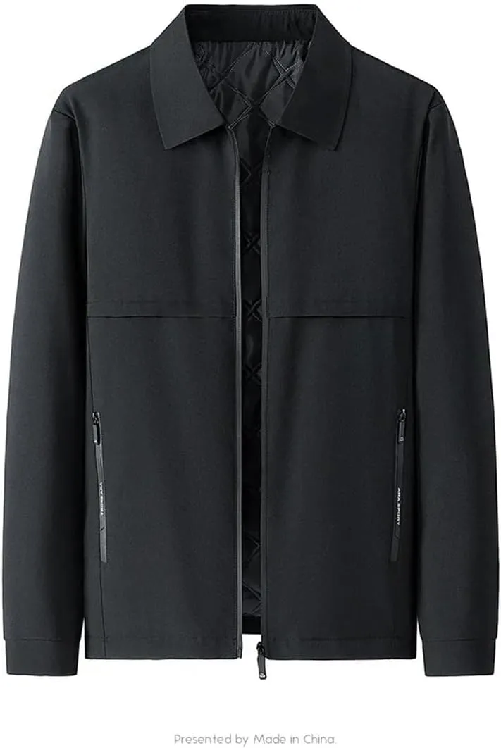 Men Causal Jacket Cotton Padded Warm Jackets Lapel Loose Solid Business Zipper Coats
