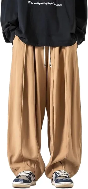 Men Korean Wide Leg Pants Men Loose Casual Harem Trousers Soild Color Japanese Streetwear Joggers Cargo Pants