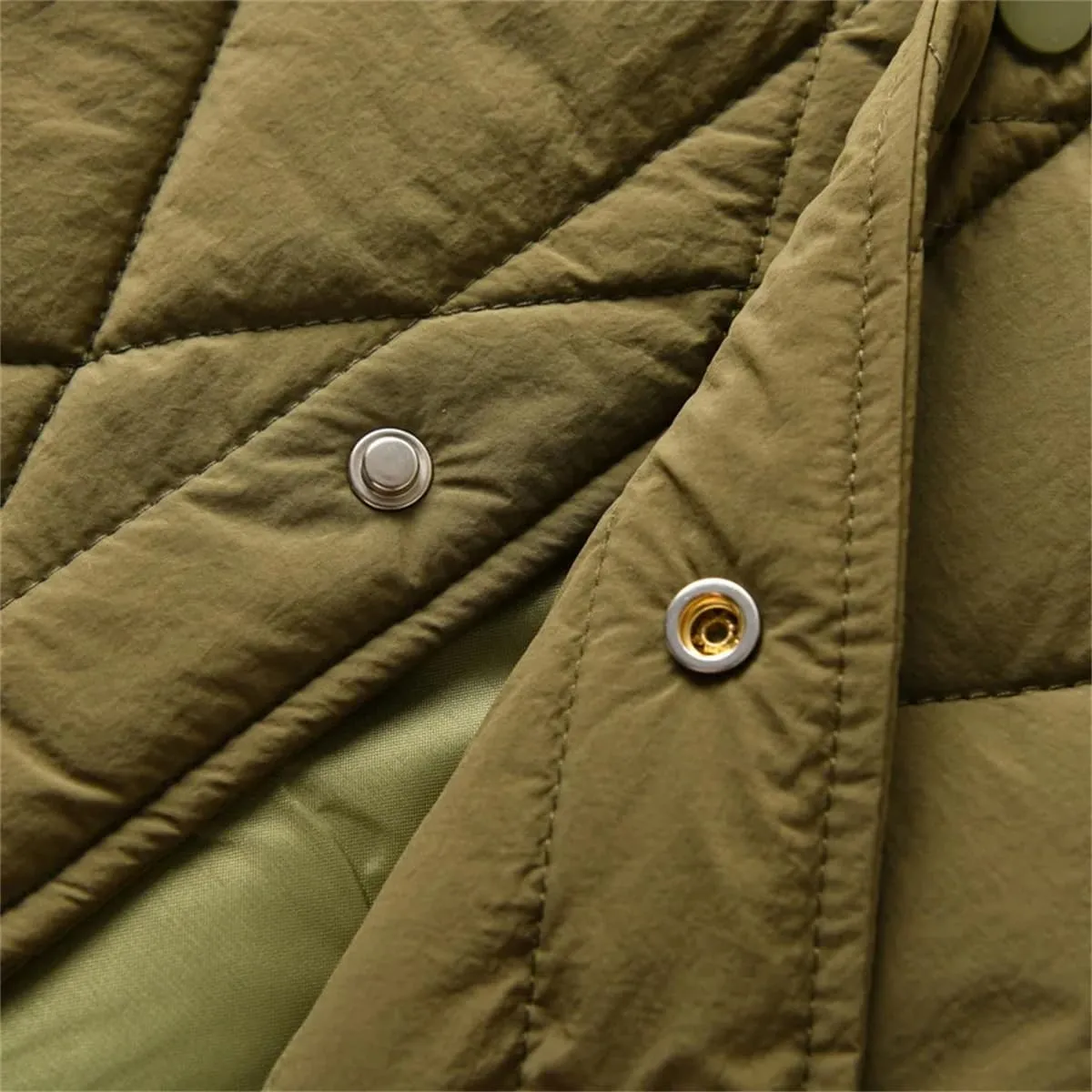 Men Winter Quilted Loose Lapel Button Up Padded Coat Unisex Casual Warm Shirt Cotton Parkas