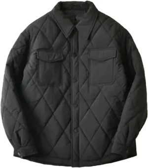 Men Winter Quilted Loose Lapel Button Up Padded Coat Unisex Casual Warm Shirt Cotton Parkas