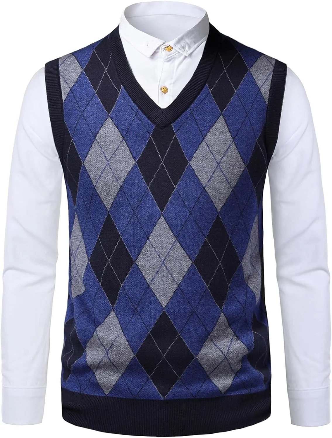 Mens Argyle Sweater Vests V-Neck Sleeveless Pullover Classic Business Knitwear Wool Cardigan Autumn Winter Vest
