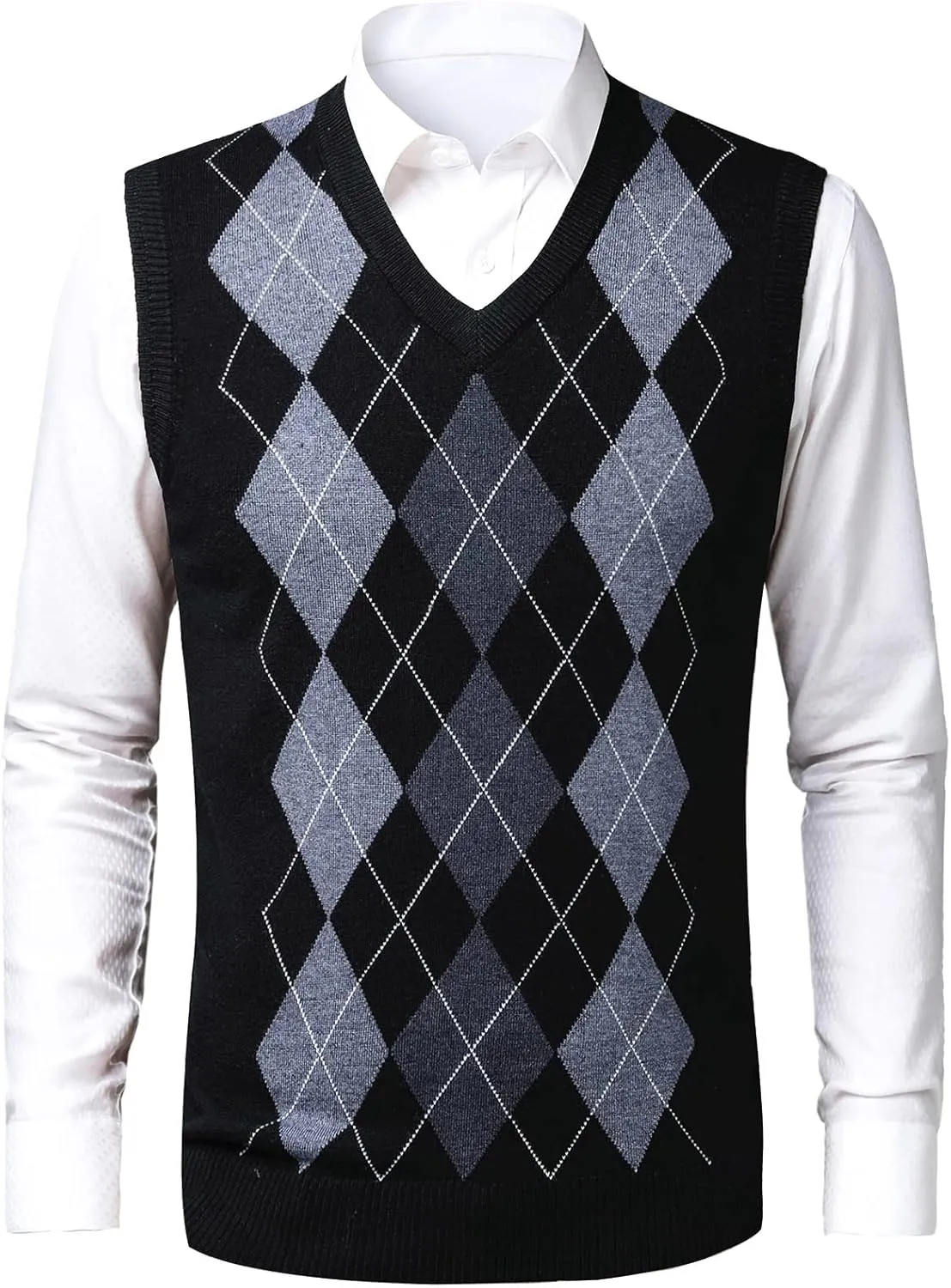 Mens Argyle Sweater Vests V-Neck Sleeveless Pullover Classic Business Knitwear Wool Cardigan Autumn Winter Vest