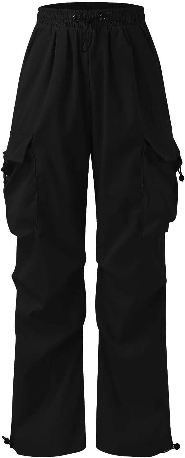 Mens Baggy Cargo Pants, Trendy Casual Sports Parachute Pant, Loose Fit Harem Joggers with Pockets for Streetwear