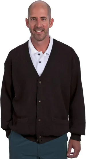 Men's Button Down Golf Cardigan Sweater with Pockets - 100% Alpaca Wool
