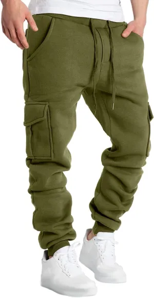 Mens Casual Cotton Sweatpants Solid Color Joggers Lounge Athletic Gym Pants Hiking Hunting Work Trousers