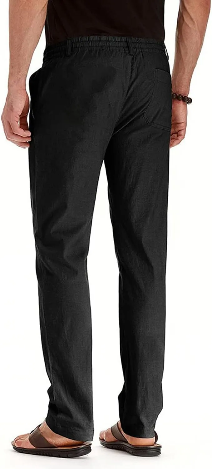 Mens Casual Pants, Elastic Waist and Zip Fly with Adjustable Internal Drawstring Custom Fit for Men Workout Pants