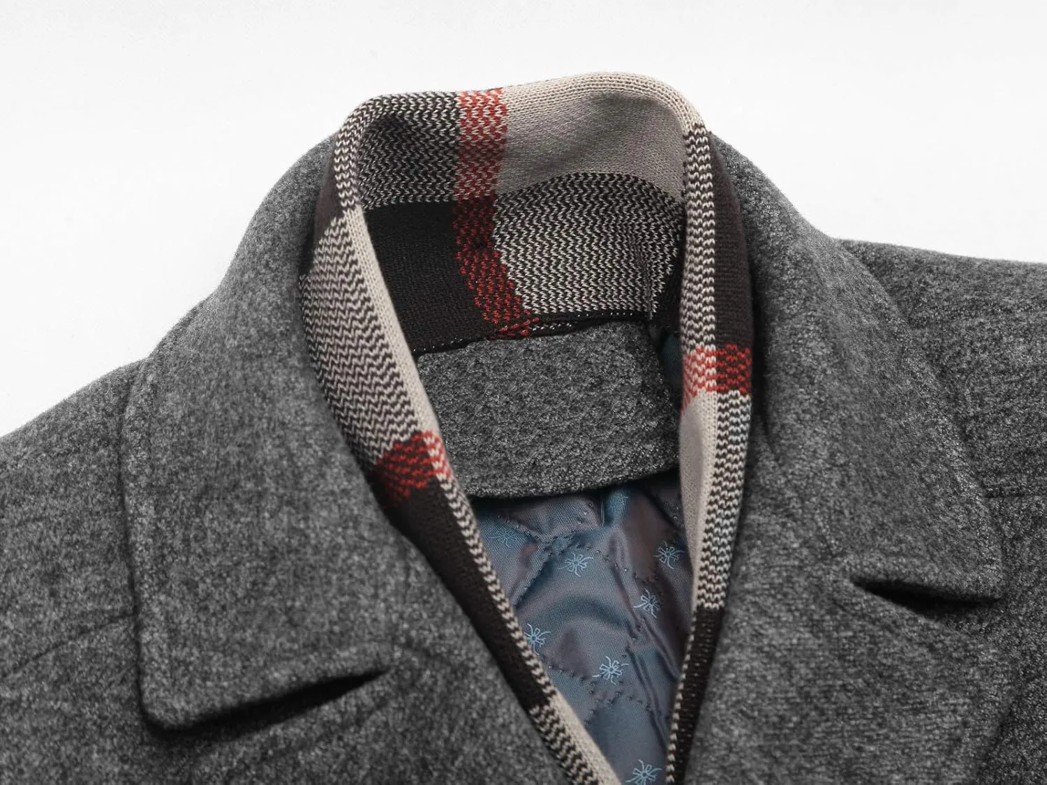 Men's Classical Bussiness Style Single Breasted Plaid Wool Coat #00220237