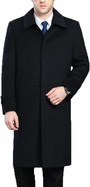 Men's Classical France Style Single Breasted Wool Coat Windbreaker #00153160