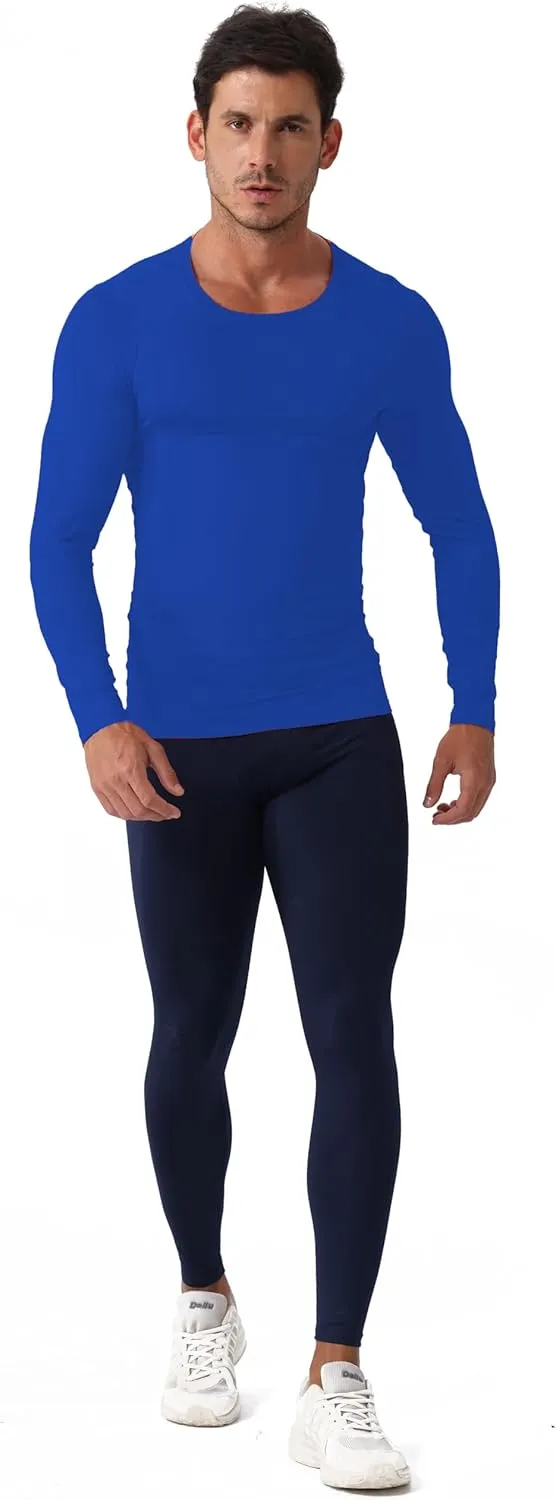 Men's Compression Long Sleeve Shirts, Cool Dry Sport Workout Underwear Shirt Athletic Baselayer Running Tops 1/2 Pack