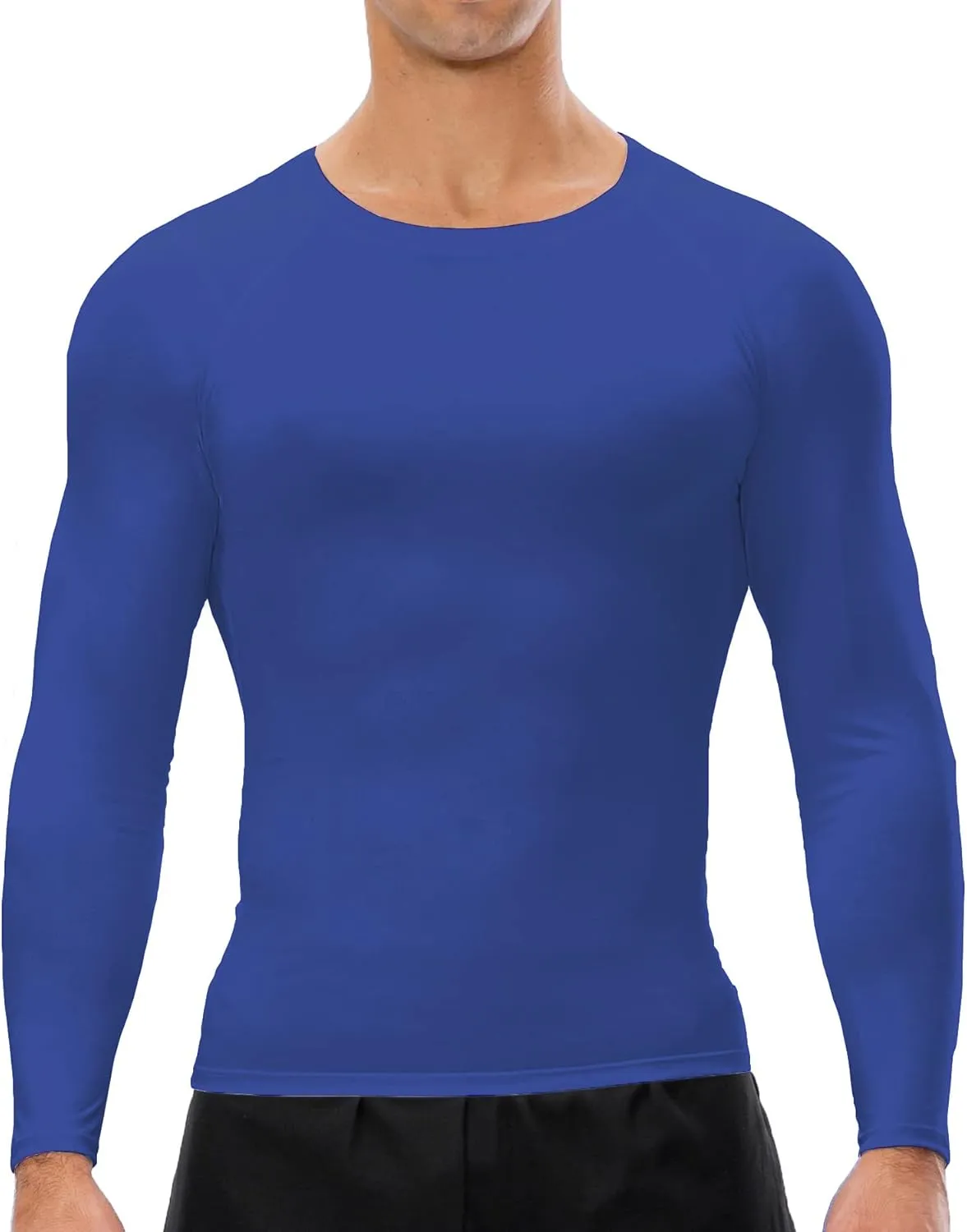 Men's Compression Long Sleeve Shirts, Cool Dry Sport Workout Underwear Shirt Athletic Baselayer Running Tops 1/2 Pack