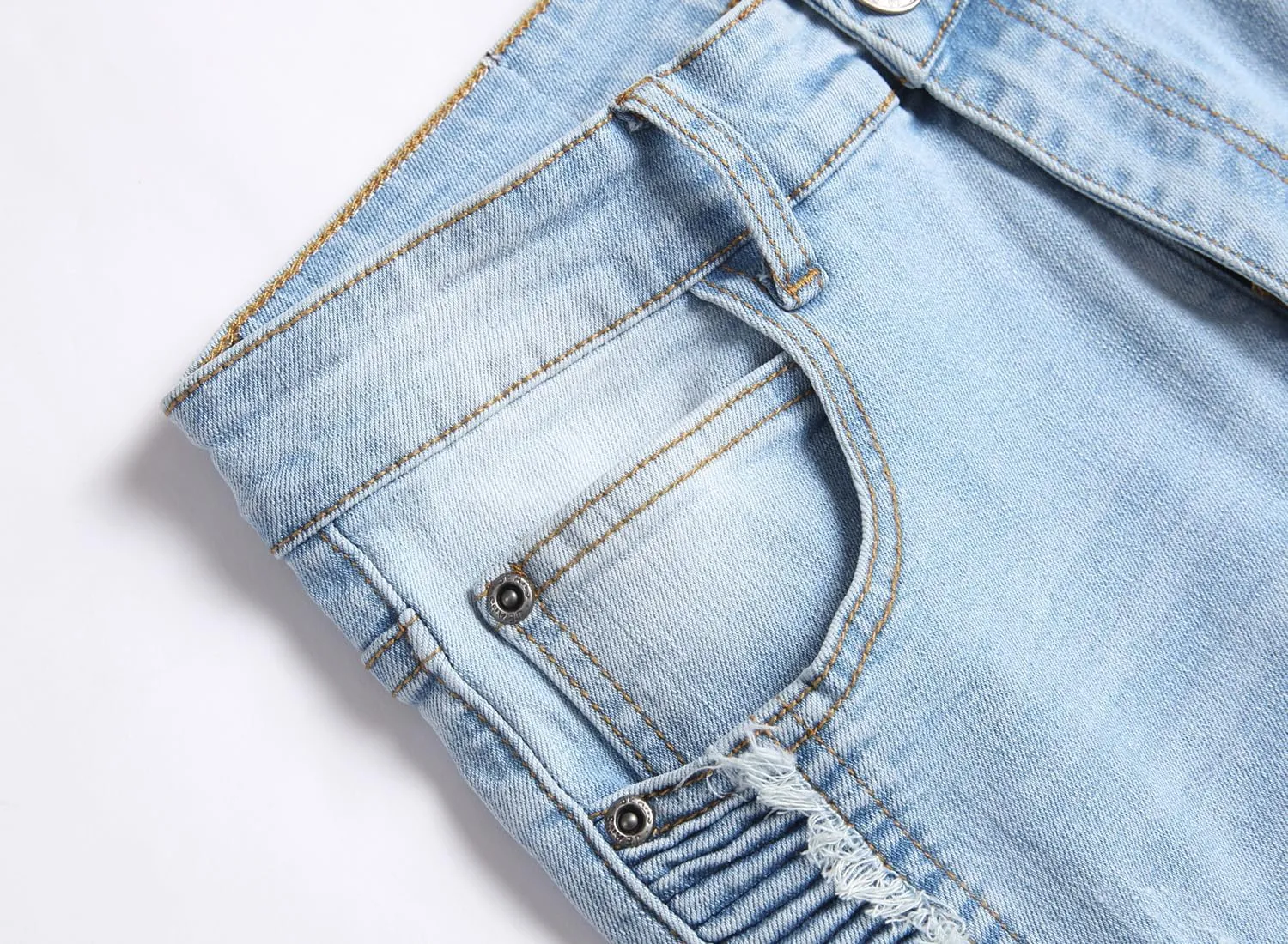 Men's Distressed Ripped Slim Fit Denim Jeans Pants