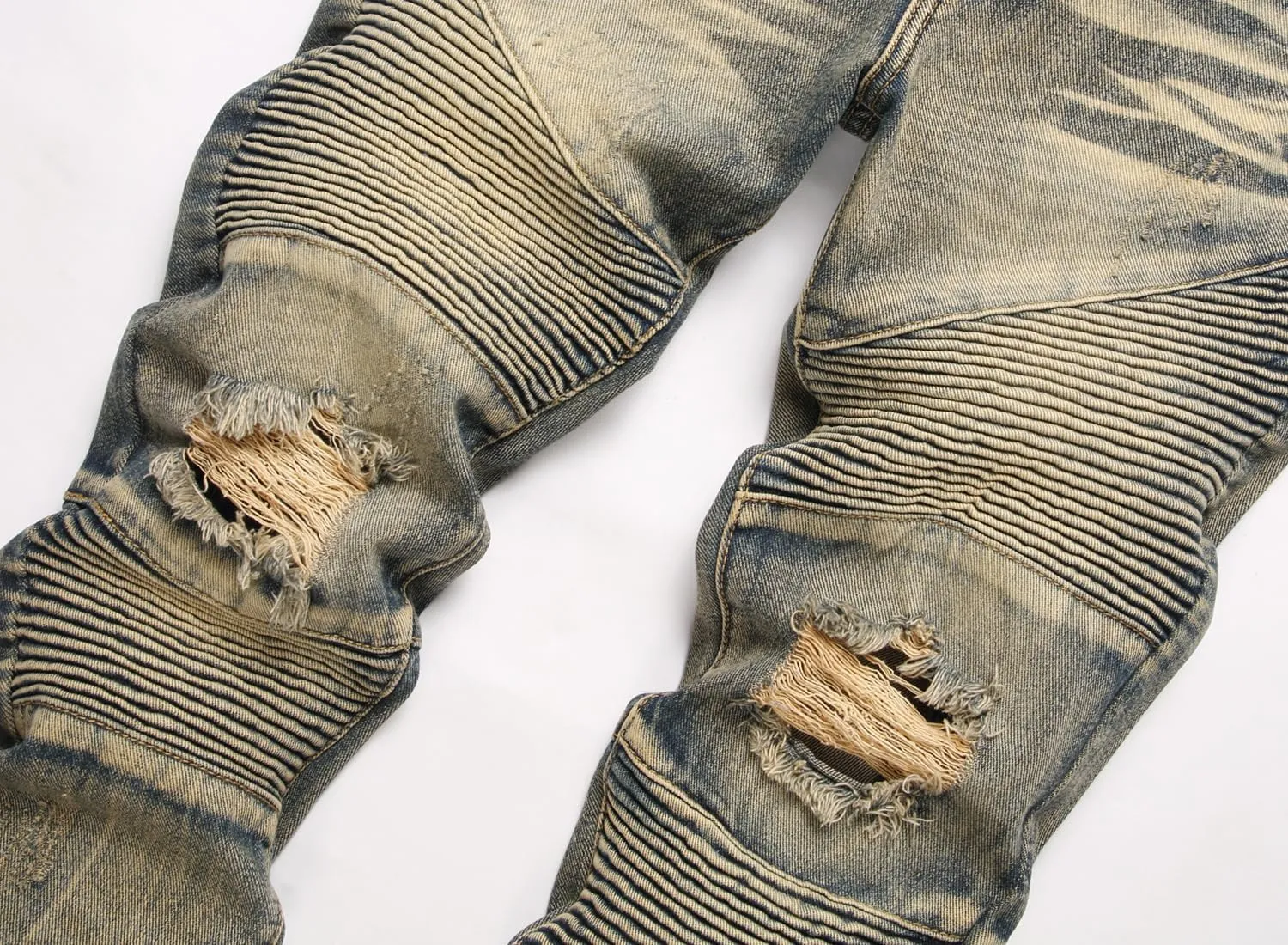 Men's Distressed Ripped Slim Fit Denim Jeans Pants