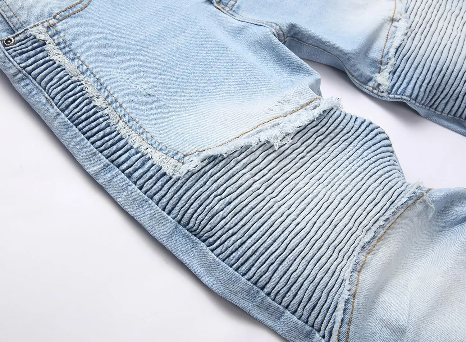 Men's Distressed Ripped Slim Fit Denim Jeans Pants