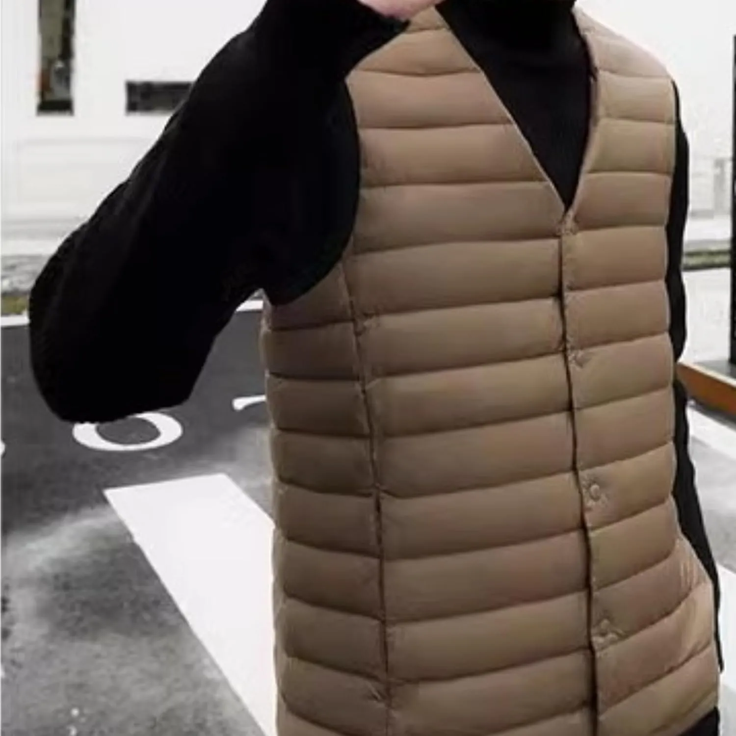 Men's Down Vest Male Collarless Lightweight Puffer Vest Man Winter Warm Quilted Sleeveless Jacket