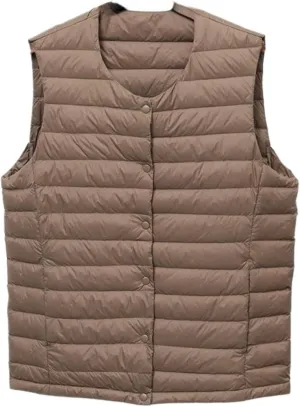 Men's Down Vest Male Collarless Lightweight Puffer Vest Man Winter Warm Quilted Sleeveless Jacket