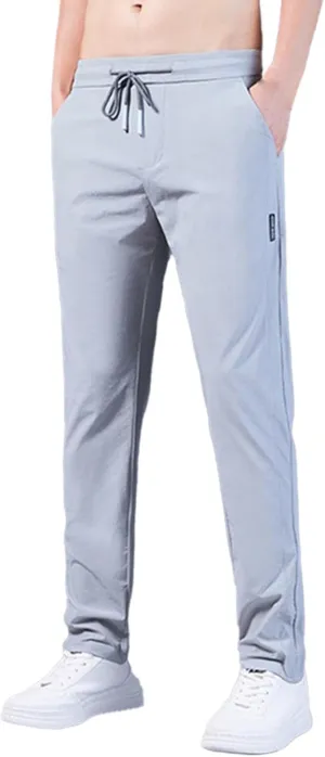 Men's Fast Dry Stretch Pants, Ice Breathable Pants, Running Jogger Drawstring Pants with Pockets, Joggers for Men