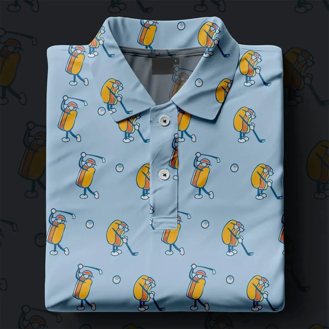 Mens Golf Shirt Moisture 3D Print Wicking Performance Polo Shirts for Men Quick-Dry