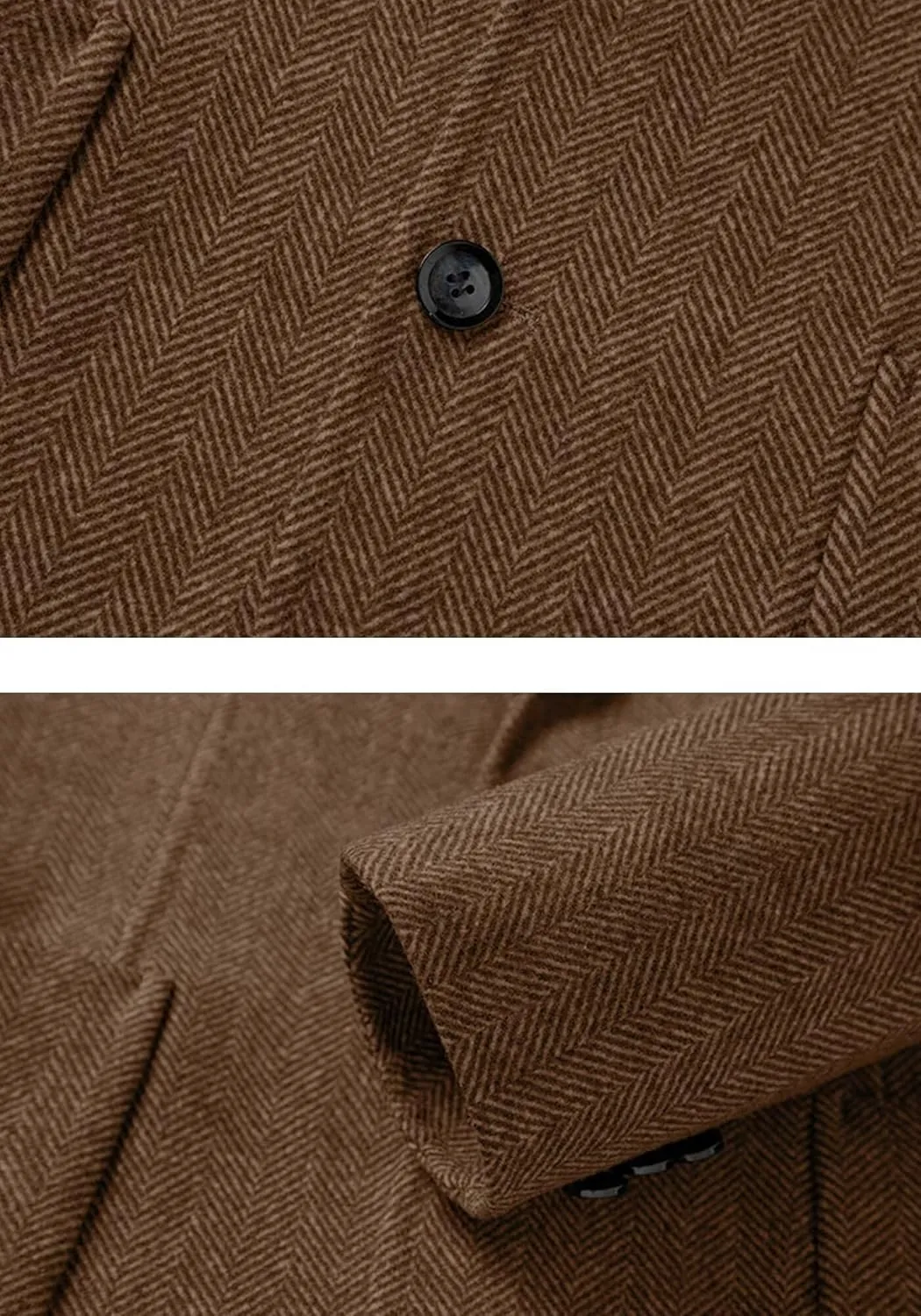 Mens Herringbone Tweed Blazer Vintage Wool Blend Sport Coat Jacket 2 Button Casual Wedding Groomsmen Prom Suit