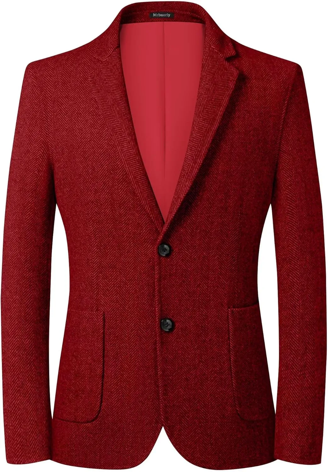 Mens Herringbone Tweed Blazer Vintage Wool Blend Sport Coat Jacket 2 Button Casual Wedding Groomsmen Prom Suit