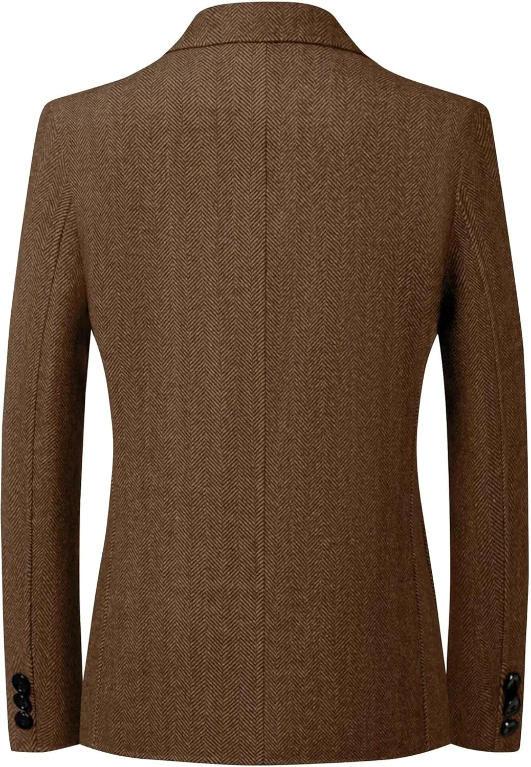 Mens Herringbone Tweed Blazer Vintage Wool Blend Sport Coat Jacket 2 Button Casual Wedding Groomsmen Prom Suit