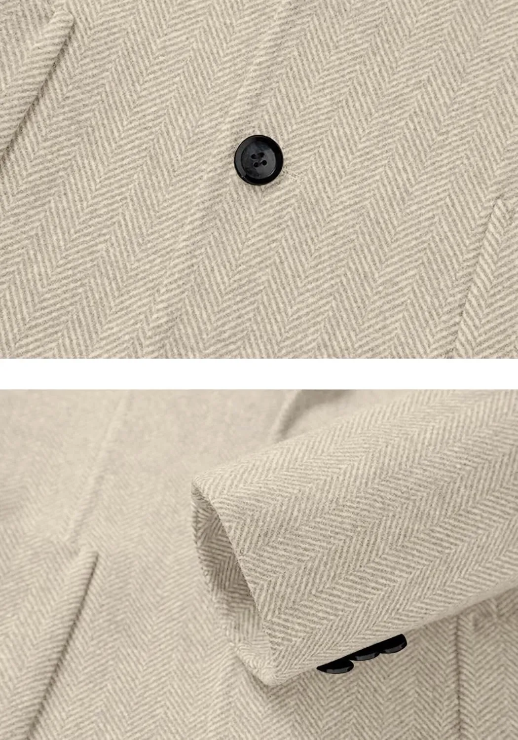 Mens Herringbone Tweed Blazer Vintage Wool Blend Sport Coat Jacket 2 Button Casual Wedding Groomsmen Prom Suit
