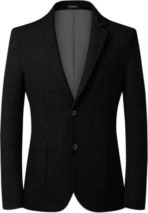 Mens Herringbone Tweed Blazer Vintage Wool Blend Sport Coat Jacket 2 Button Casual Wedding Groomsmen Prom Suit